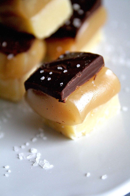 Dark Chocolate and Salted Caramel Topped Shortbread