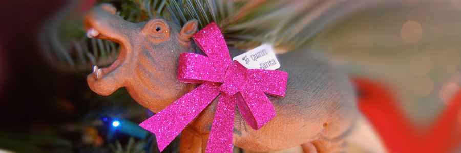 I Want a Hippopotamus Christmas Ornament by Lisa Longley of Wine & Glue