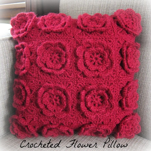 Crocheted Flower Pillow by Just Crafty Enough