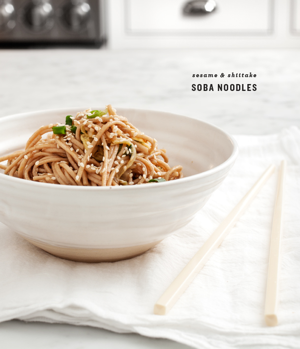Sesame and shitake soba noodles