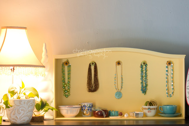 Creative, Organized, and Inexpensive Jewelry Storage {what to do with a vintage dresser drawer} by Dandelions on the Wall