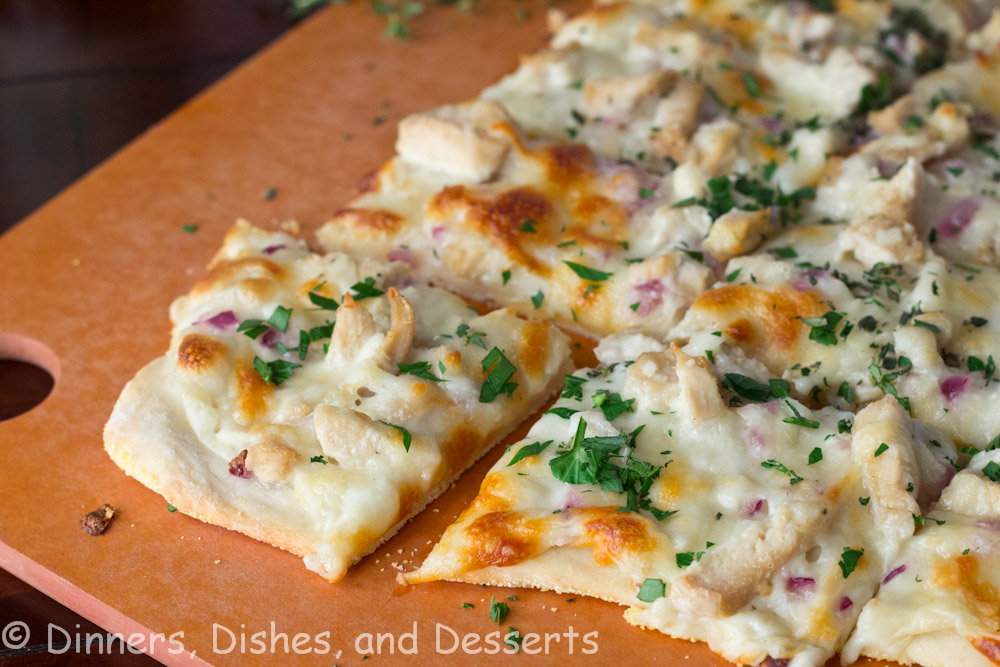 Roasted Garlic, Chicken & White Herb Pizza by Dinners, Dishes and Dessert