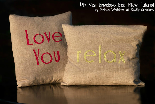 DIY Red Envelope Eco Pillow Tutorial by Melissa Whitcher of Redfly Creations