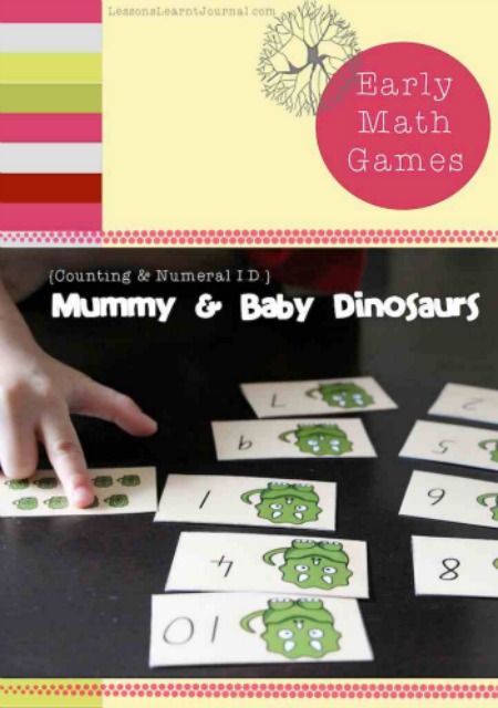 Math Games: Numeral Identification & Counting, Dinosaurs by Lessons Learnt Journal