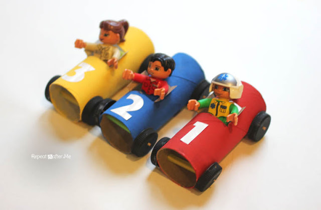 Toilet Paper Roll Race Cars by Repeat Crafter Me