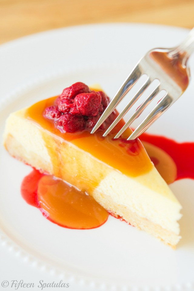 Caramel Cheesecake with Raspberries with Fifteen Spatulas