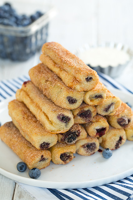 Blueberry French Toast Roll Ups with Cream Cheese Dipping Sauce by Cooking Classy
