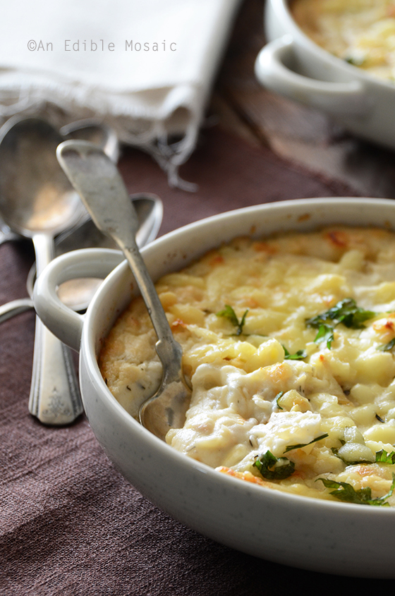 Cheesy Mashed Cauliflower Gratin is the perfect gluten free and grain free side dish.