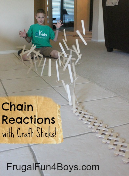 Build a Chain Reaction with Craft Sticks by Frugal Fun for Boys