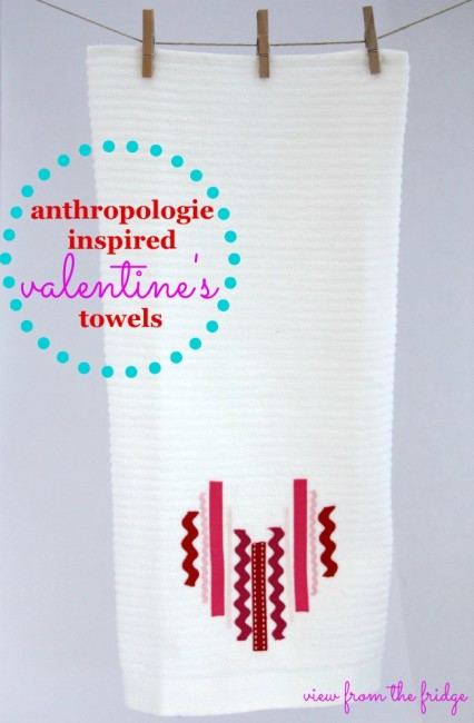 Anthropologie inspired Valentine's towels by  View from the Fridge