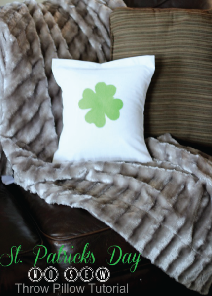 St. Patrick's Day No Sew Throw Pillow by Jennifer West of PinkWhen