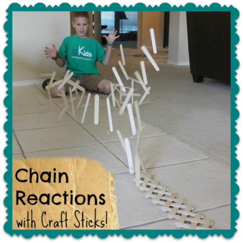 Build a Chain Reaction with Craft Sticks by Frugal Fun for Boys