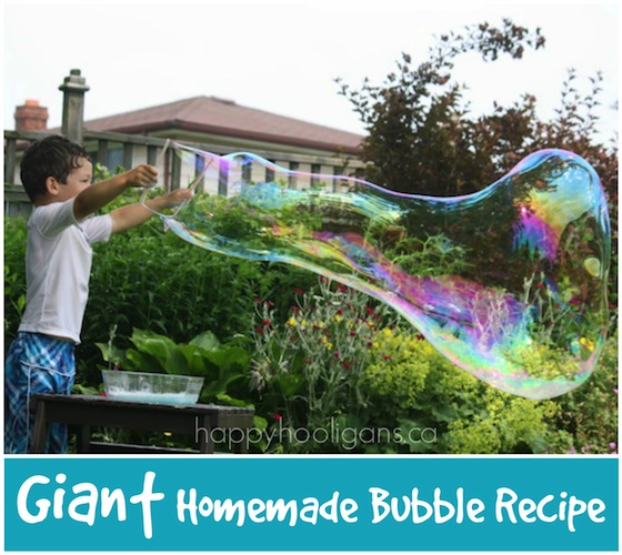Giant Homemade Bubble Recipe by Happy Hooligans