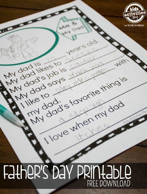 free download fathers day printable from kids activities blog