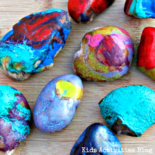 Make Melted Crayon Art With Hot Rocks From Kids Activities Blog