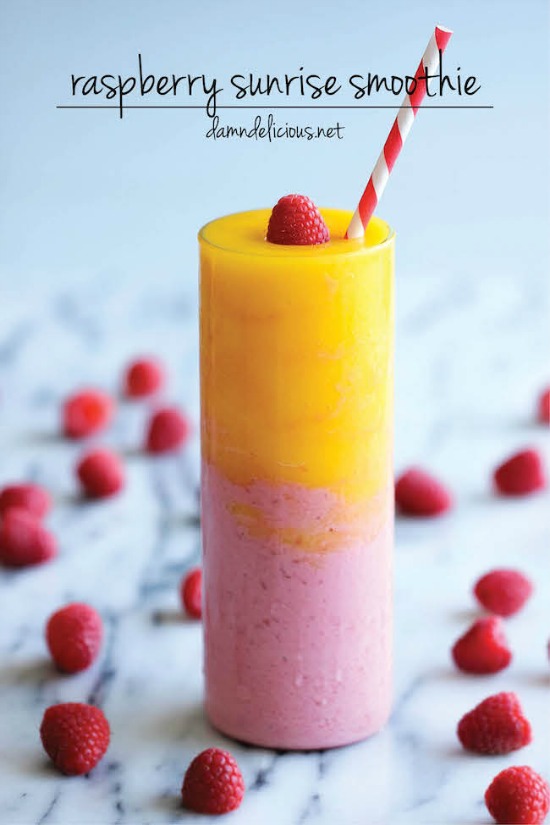 Raspberry Sunrise Smoothie by Damn Delicious