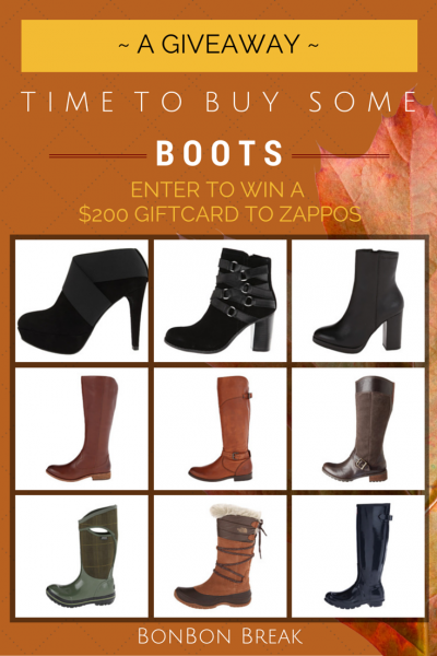 Everyone needs new boots, right? We are giving away a $200 gift card to Zappos so you can get the boots of your dreams this season.