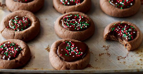 Mini Chocolate Thumbprint Cookies