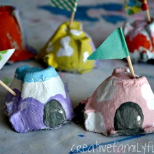 egg carton fairy houses