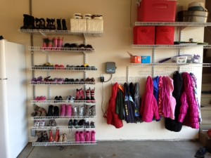 garage organization - coat racks and shoes