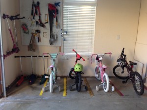 Garage organization with bikes
