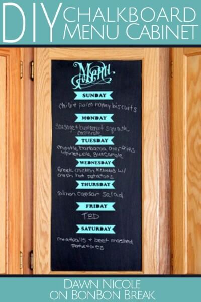 DIY chalkboard menu cabinet