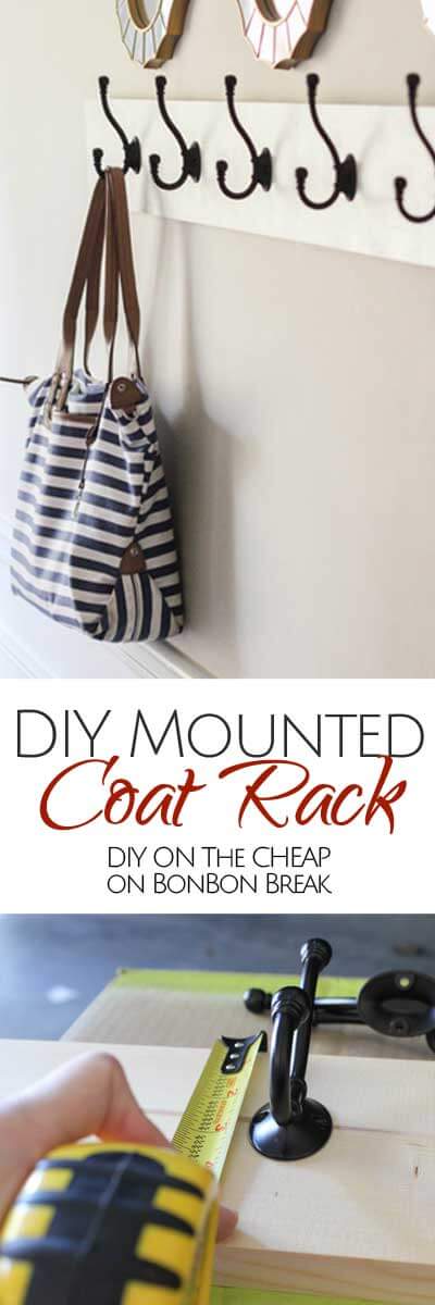 DIY Mounted Coat Rack - what an easy solution!