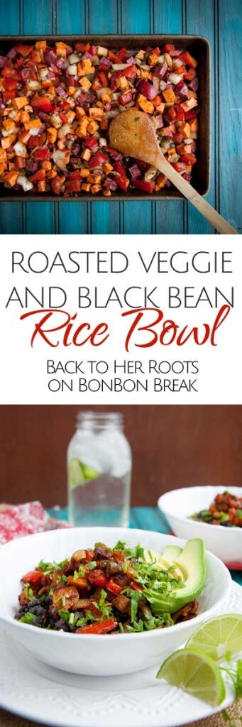roasted veggie and black bean rice bowl