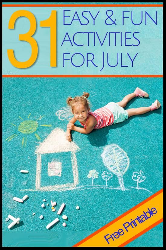 31 days of EASY, SIMPLE, Summer Fun for kids with a FREE printable calendar to download and print.