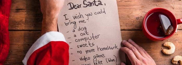 Sorry kids, there won't be any Christmas Wish lists this year - wish list alternative
