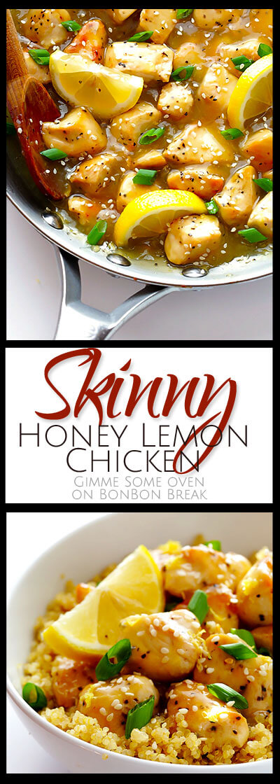 This is an easy dinner for a weeknight. Skinny Honey Lemon Chicken is a gluten free, family-friendly one pot wonder!