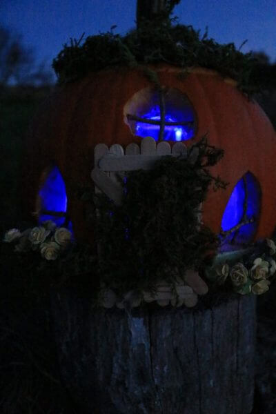 Keep the fairy garden tradition going in the fall with a fun pumpkin fairy house.