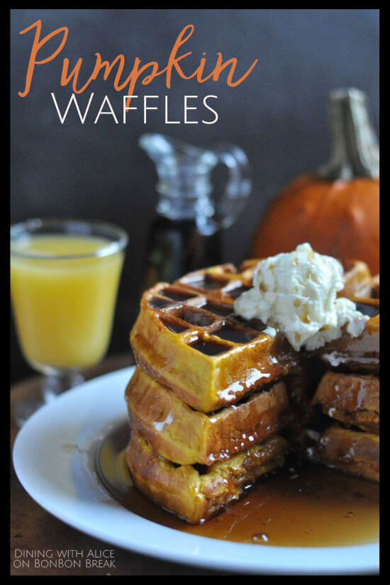 An easy recipe for pumpkin waffles using simple ingredients. Perfect for breakfast or to pack in school lunches.