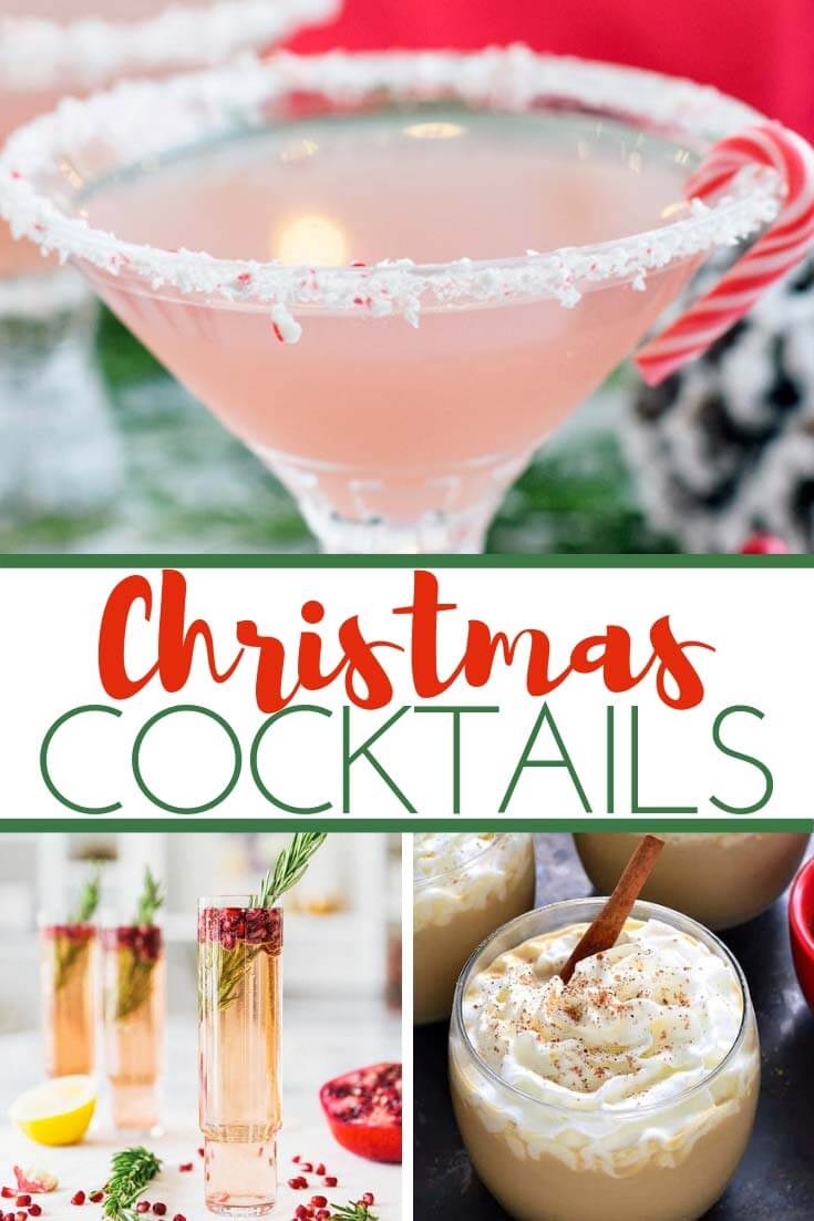 These Christmas Cocktails will get your holidays going! Champagne spritzers, whiskey sours, apple martinis, White Russians and more. Which one will be your favorite pick?