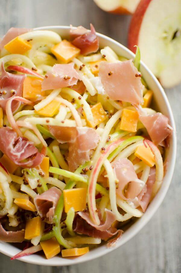 Spiralized Apple, Cheddar & Prosciutto Salad by The Creative Bite